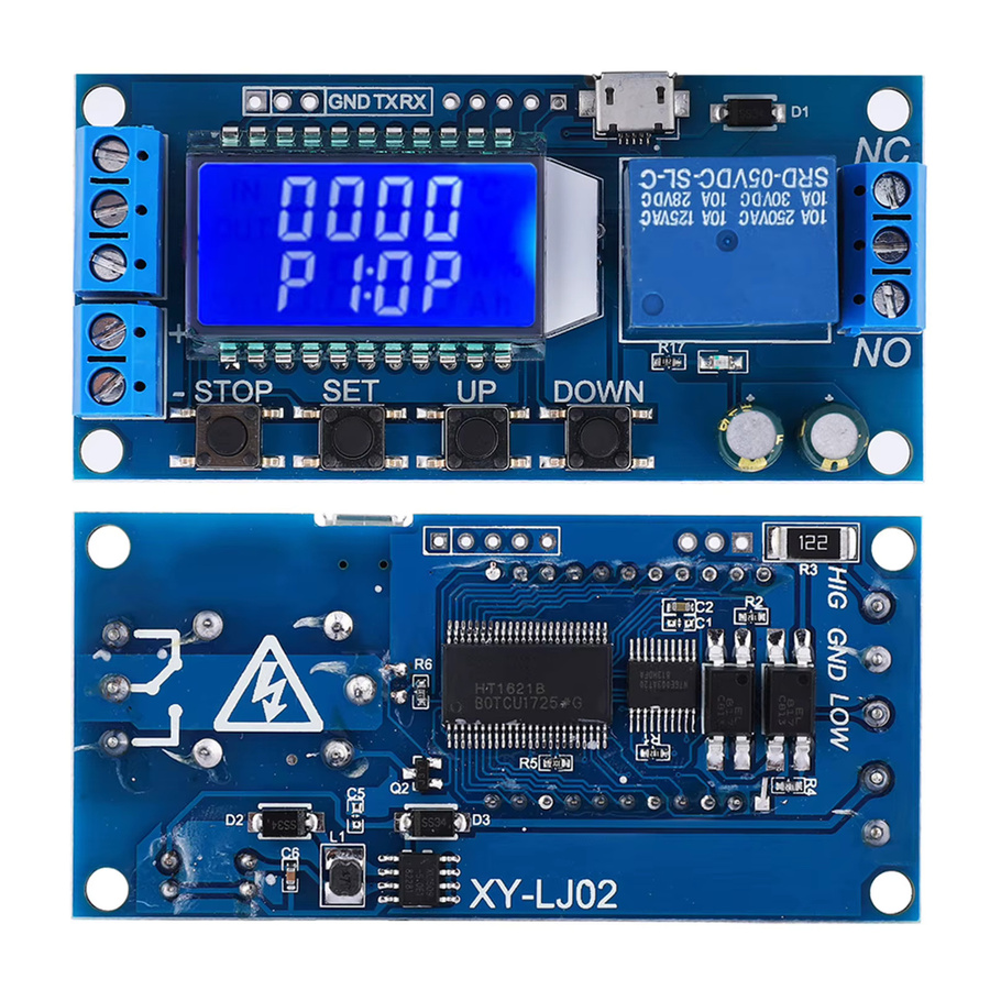 Qiilu Zeitverzögerungsrelaismodul mit LCD-Display als Ausschaltzyklus-Timer in Blau und Multicolour (5V 12V 24V) - Bild 3