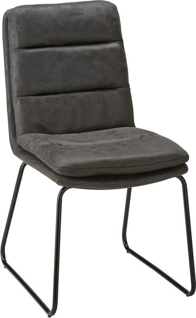 Bessagi Home Stuhl Kona Dunkelgrau Gepolstert mit Mikrofaser und Metallgestell - Bild 1