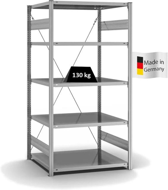 PROREGAL Fachbodenregal Stecksystem T-Profil Light-Duty, verzinkt, H x B x T: 200 x 100 x 80 cm, 5 Ebenen, einseitig nutzbar - Bild 1