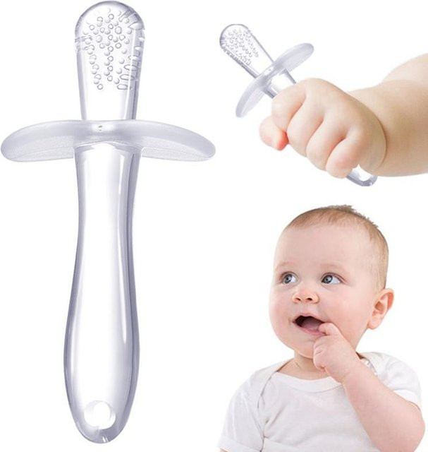 2er-Set Baby Beißring aus Silikon in Weiß zur Zahnpflege und Kauübung - Bild 1
