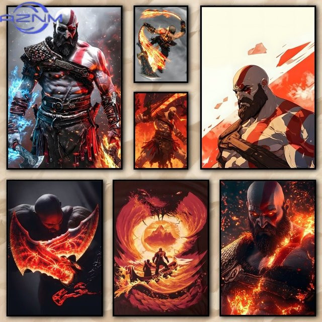 AZNM Vintage Wandbild God of War Ragnarok inspiriertes Poster in Mehrfarbig - Bild 1
