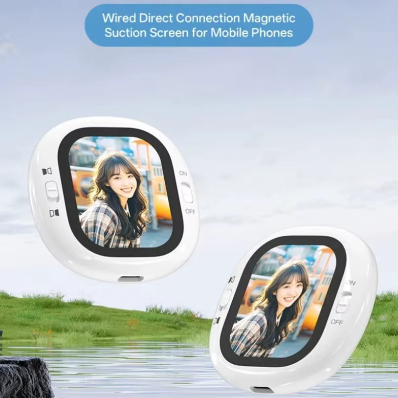 XIKCU Mini Magnetisches Selfie-Bildschirmspiegelungsgerät für iPhone und Android, Weiß, Kabelgebunden und Kabellos mit Datenkabel - Bild 2