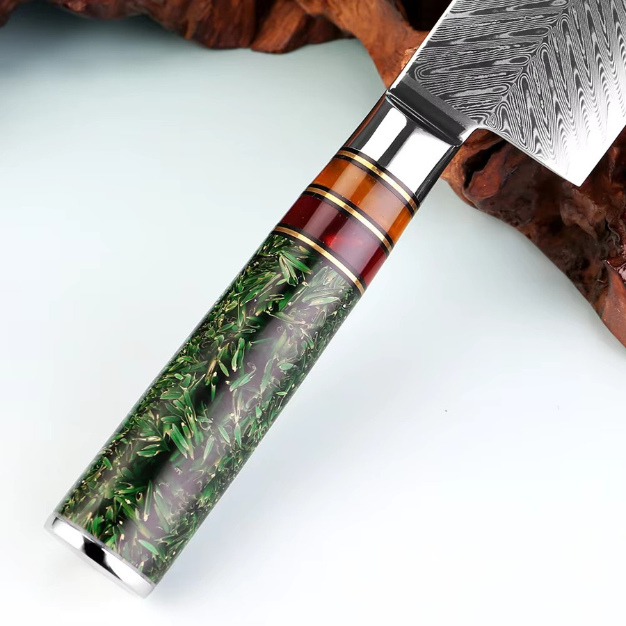 Xituo Nakiri-Messer aus japanischem Damaststahl mit Reisschalen-Harzgriff, 17,78 cm - Bild 5