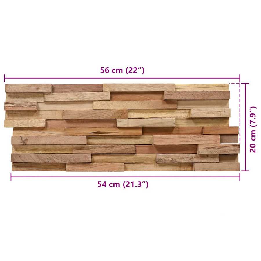 Vidaxl 3D Wandpaneele Verkleidung in Teakholz, 10 Stück, 1,08 m², Braun, rustikales Design - Bild 3