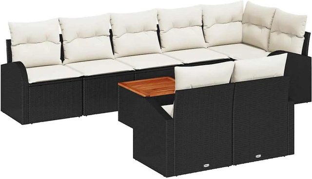 vidaXL Garten-Sofa-Set 9-teilig aus Polyrattan in Schwarz mit Stauraumfunktion und Tisch - Bild 1