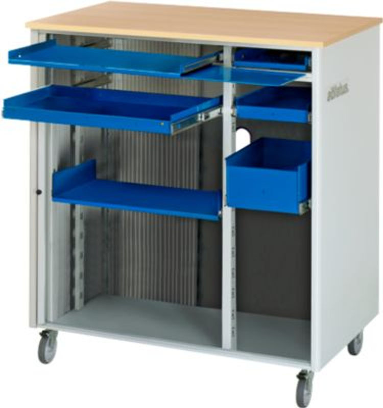 RAU Computer-Station adlatus Typ 6001 fahrbar mit Rolladen und Innenschubladen, B/T/H: 103,0 x 66,0 x 110,0 cm - Bild 2