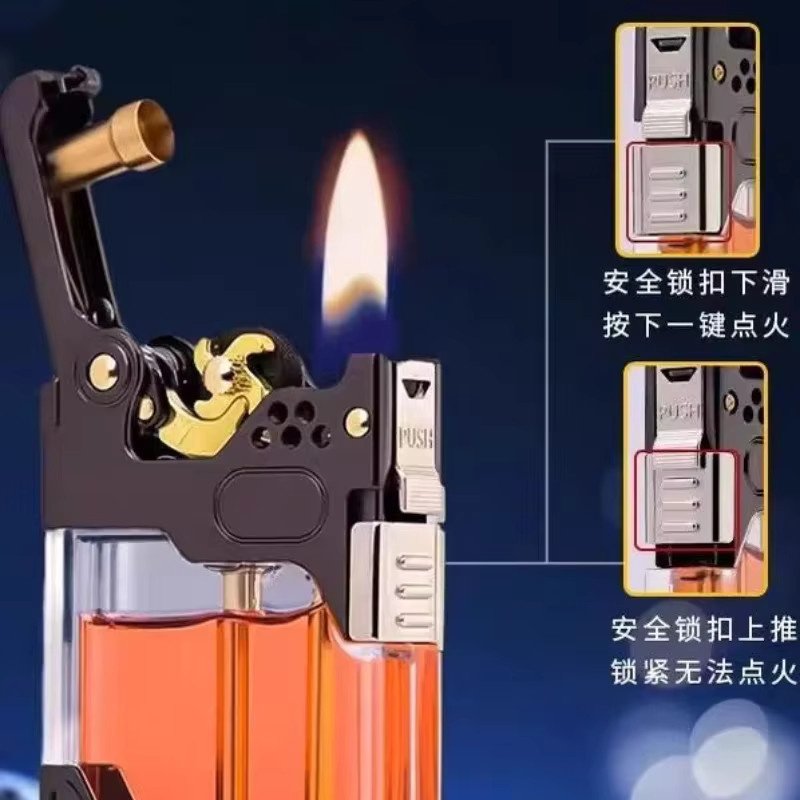 Zorro 833 Gastank-Feuerzeug aus Metall in Schwarz und Transparent mit Ein-Klick-Zündung - Bild 2