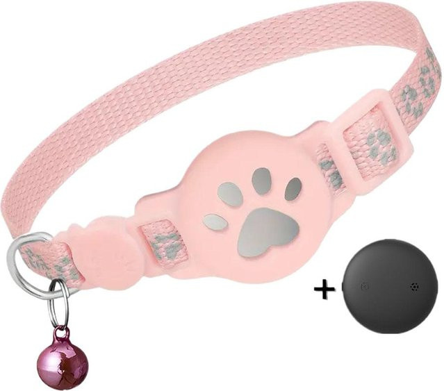 NadiaJo02 Smart GPS Tracker Halsband für Katzen und Hunde, wasserdicht und reflektierend, Farbe: Pink - Bild 1
