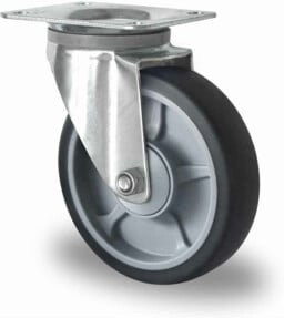 CASCOO Lenkrolle Serie P2G2 mit Kugellager, Durchmesser: 125 mm, Farbe: Grau, Material: Stahl und Kunststoff, verzinkt - Bild 1