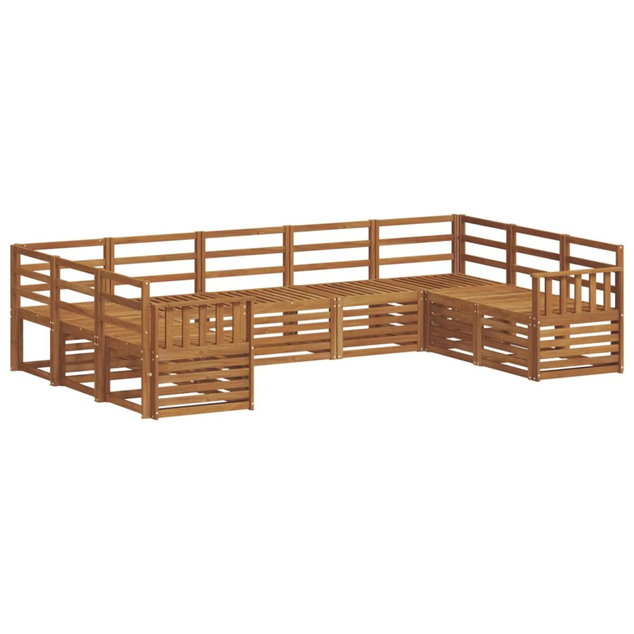 vidaXL Sofagarnitur 9-teilig aus Akazie Massivholz in Natur Braun, U-Form mit Latten-Design - Bild 2