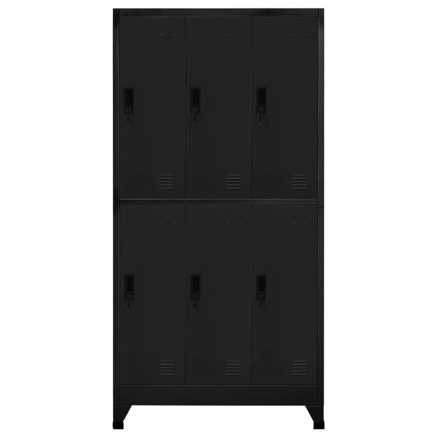 vidaXL Schließfachschrank aus Stahl in Schwarz mit Scharniertüren und Kleiderstange, B/T/H: 90 x 45 x 180 cm - Bild 2