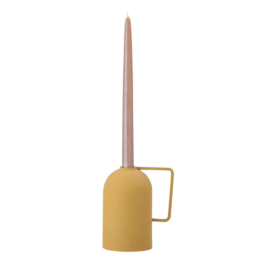 Bloomingville Kerzenhalter Idon aus Aluminium in Gelb mit organischer Form, Höhe: 15 cm - Bild 1