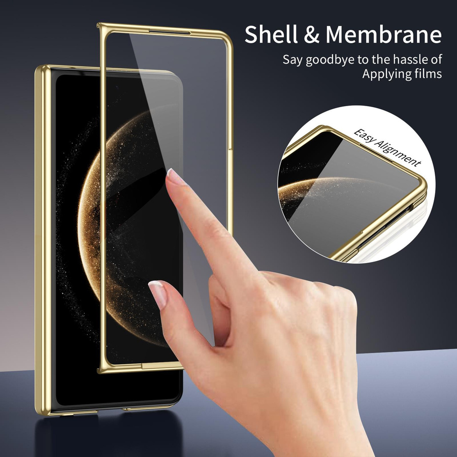 Huawei Mate X6 Schutzhülle mit AG Matt Vakuumbeschichtung und Sturzsicherem Vollschutzglas in Gold - Bild 4