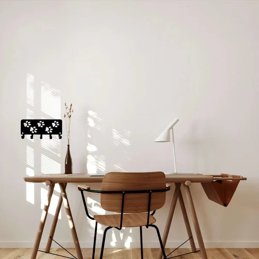 CIFBUY Metall-Wandkunst Schlüsselhalter und Hundeleinen-Organizer in Schwarz mit Tier-Design - Bild 3