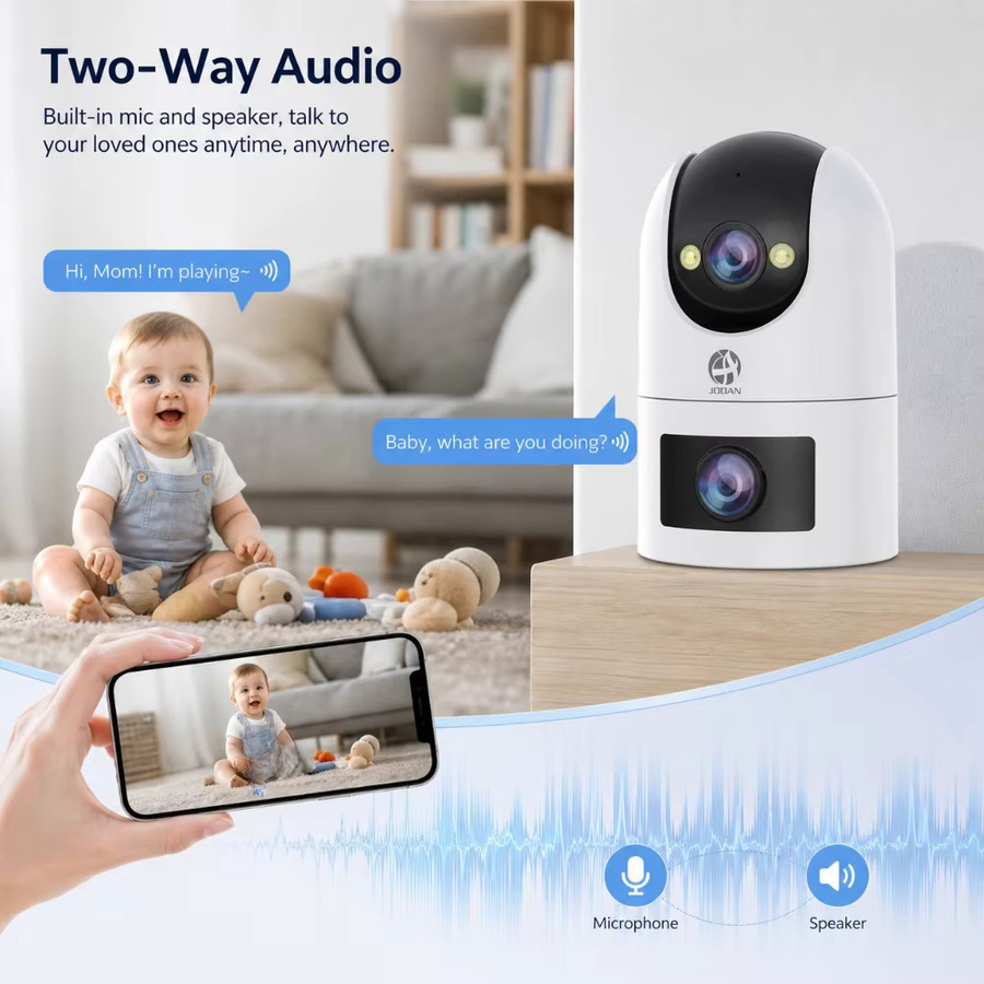 Jooan 4K 8MP Dual-Objektiv IP-Kamera mit Dual-Bildschirm, WLAN Außenkamera mit PTZ, Auto-Tracking und Audio-Video Funktion, Weiß - Bild 6