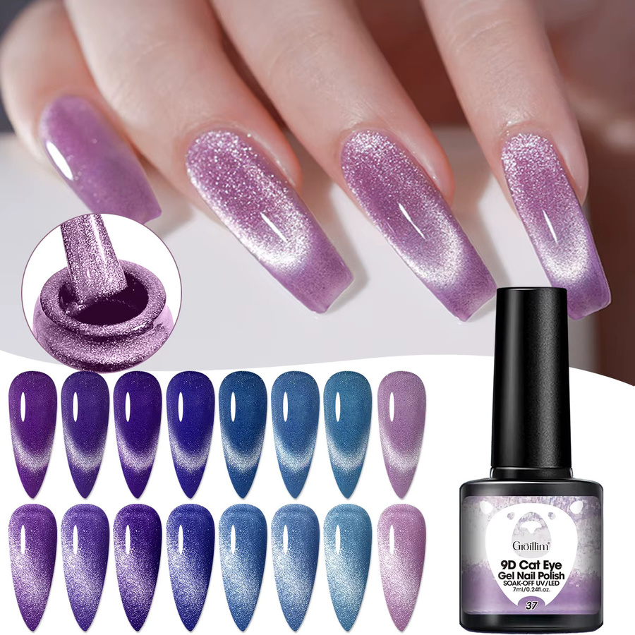 Groillim Kristall-Katzenaugen-Gel-Nagellack, Himmelblau, Glänzend - Bild 1