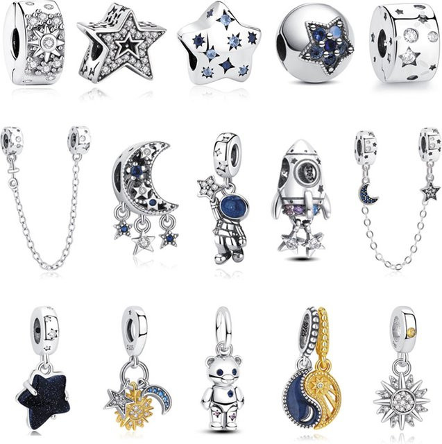 NBSAMENG Charms, 925 Silber, Goldfarben, Perle, Damen - Bild 1