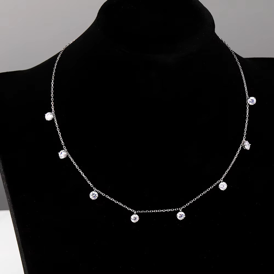 Houtros Halskette, 925 Silber, 18 Karat vergoldet, Moissanit, Diamant, Damen - Bild 3
