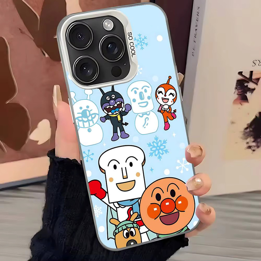 Stoßfeste Anime Handyhülle mit Anpanman Cartoon Motiv für iPhone 11 bis iPhone 17 Pro Max in Silber und Mehrfarbig - Bild 4
