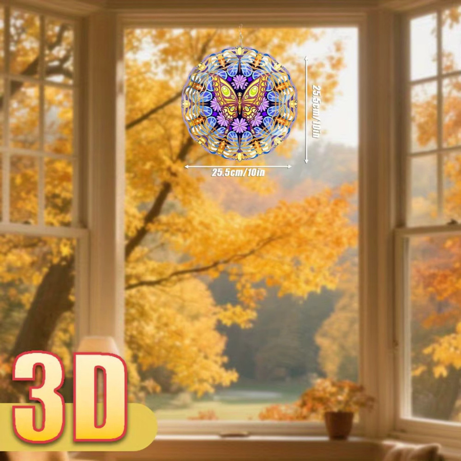 CIFBUY Drehender Windspinner Mandala-Schmetterlingsblumen aus Metall in Hellgrau, Durchmesser: 25,5 cm - Bild 3