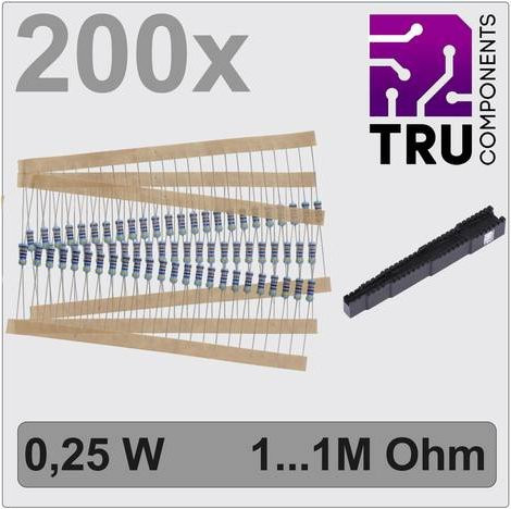 TRU COMPONENTS Metallschicht-Widerstand Sortiment axial bedrahtet 0207 0.25W 1% Multicolor TC-12888448 T22P035 200 Stück - Bild 1