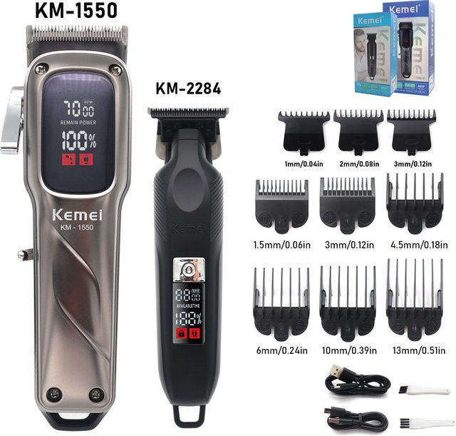 KEMEI Professioneller Elektrischer Haarschneider KM-1550 KM-2284 Trimmer in Silber für Friseursalons und Gewerbliche Nutzung - Bild 1