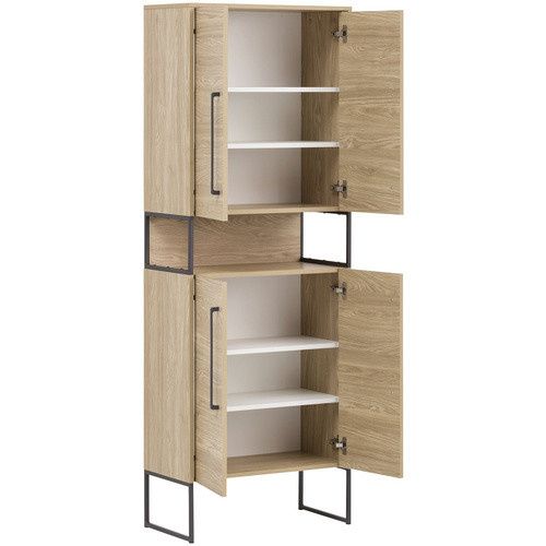 Schildmeyer Hochschrank Limone Eiche Landhaus in Braun mit Soft-Close-Türen, B/H/T: 65,2 x 183,4 x 33,1 cm - Bild 2