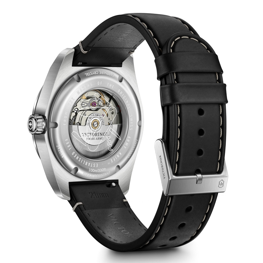 Victorinox Herrenuhr Automatik, Edelstahl, Lederarmband, 42 mm, Schwarz - Bild 3