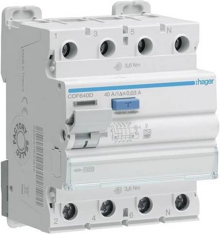 Hager CDF640D FI-Schutzschalter 4-polig 40A 0,03A 400V - Bild 1