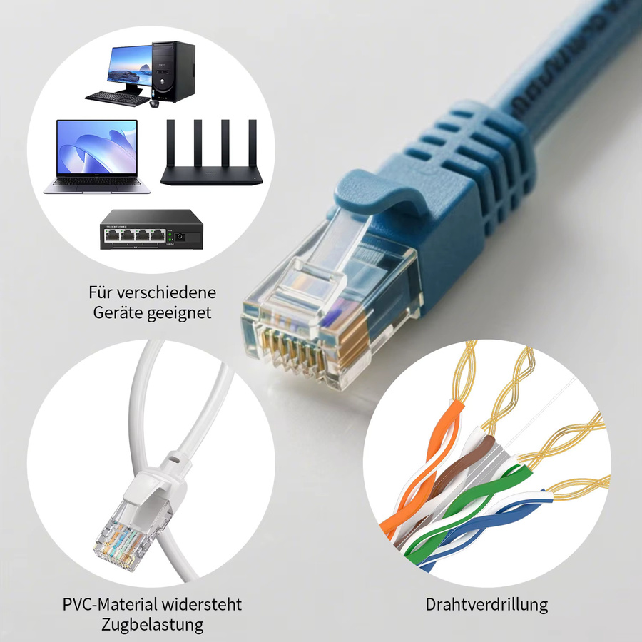 DBcable Cat6 Ethernet LAN Patchkabel mit RJ45-Stecker Grau - Bild 3