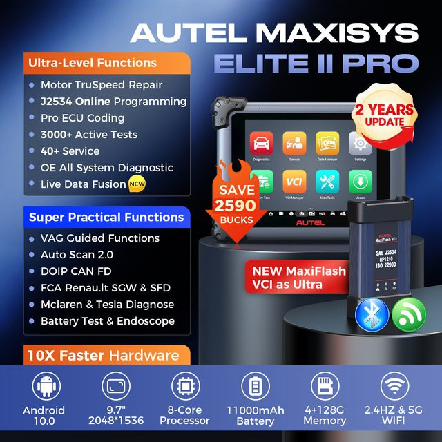 Autel MaxiSYS Elite 2 PRO Diagnosegerät in Schwarz für die Fahrzeugdiagnose mit aktiven Tests - Bild 1