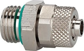 Riegler Gerade Einschraubverschraubung aus Messing mit FKM O-Ring, G1/4, für Schlauch 8/6, Farbe: Silber - Bild 1