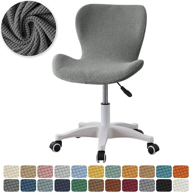 Elastischer Polarfleece Stuhlbezug für gebogene Schmetterlingsstühle, Einfarbig, Grau - Bild 1