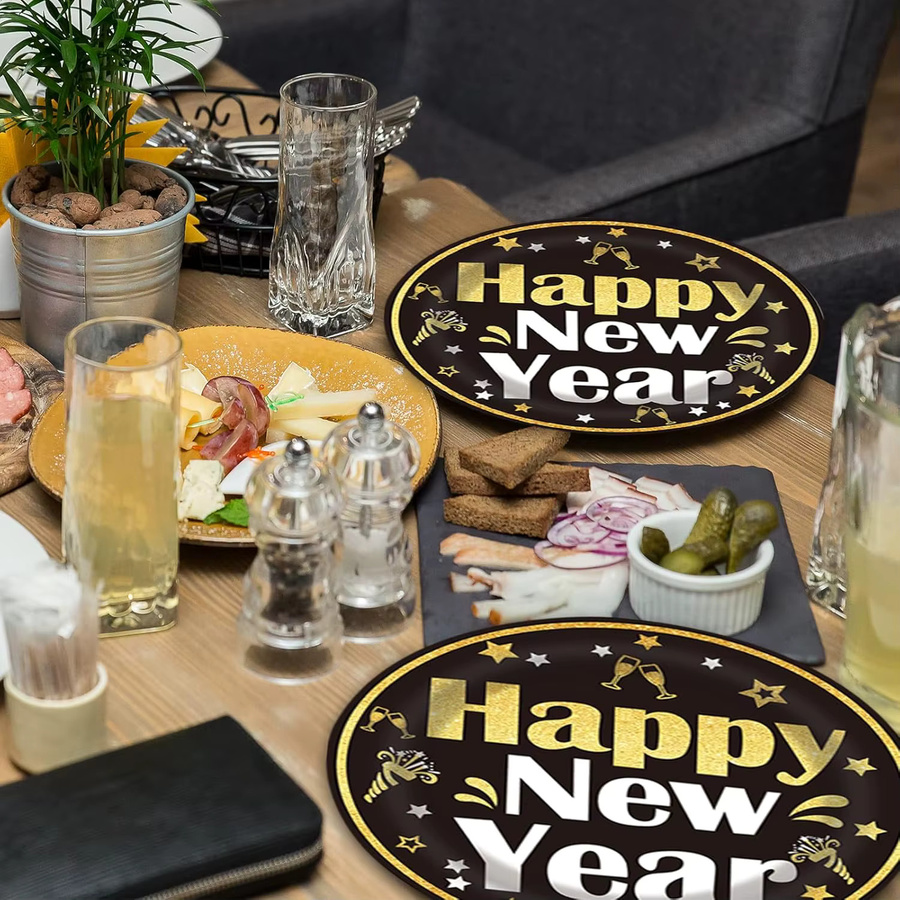 Einweg-Partygeschirr-Set für Silvester 2026 mit Papptellern und Servietten - Bild 5