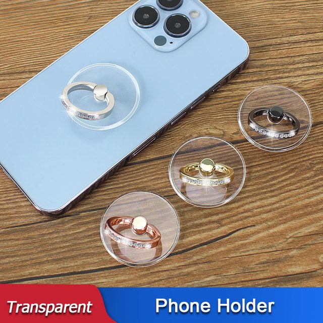 Transparente Telefonring-Schnalle in Pink als Desktop-Halterung mit starker Haftung für iPhone, iPad und Tablet - Bild 1