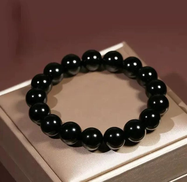 Charm Obsidian, Schwarz, Gold, Unisex - Bild 1