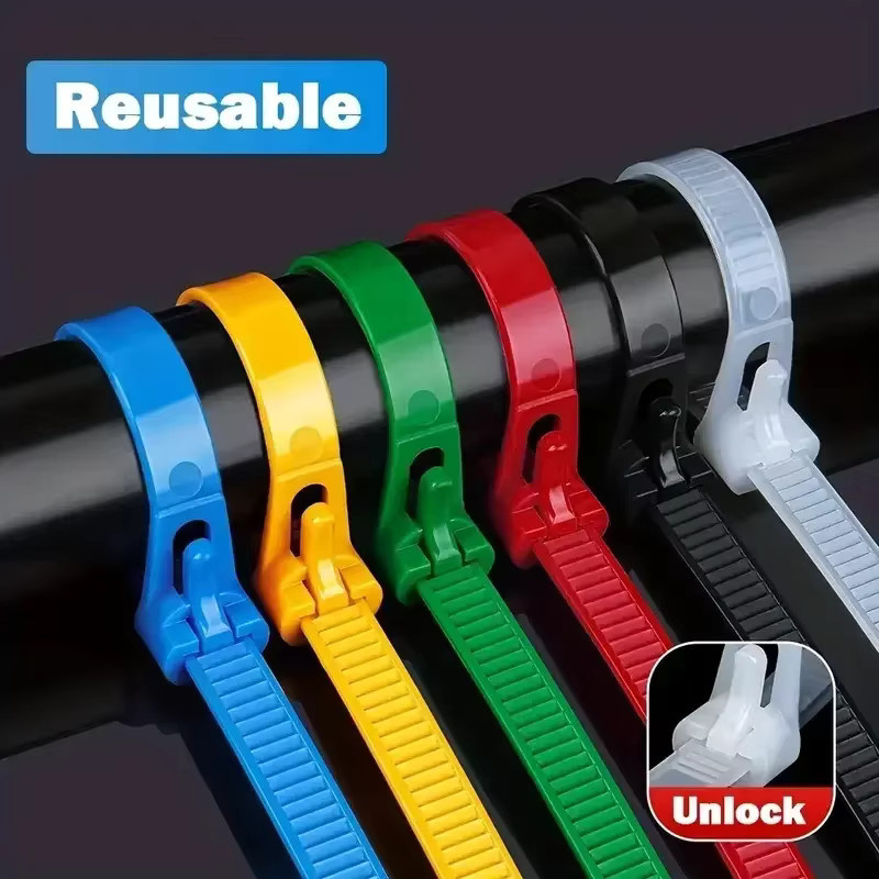 100 wiederverwendbare Nylon-Kabelbinder in Weiß und gemischten Farben, abnehmbar und recycelbar - Bild 2
