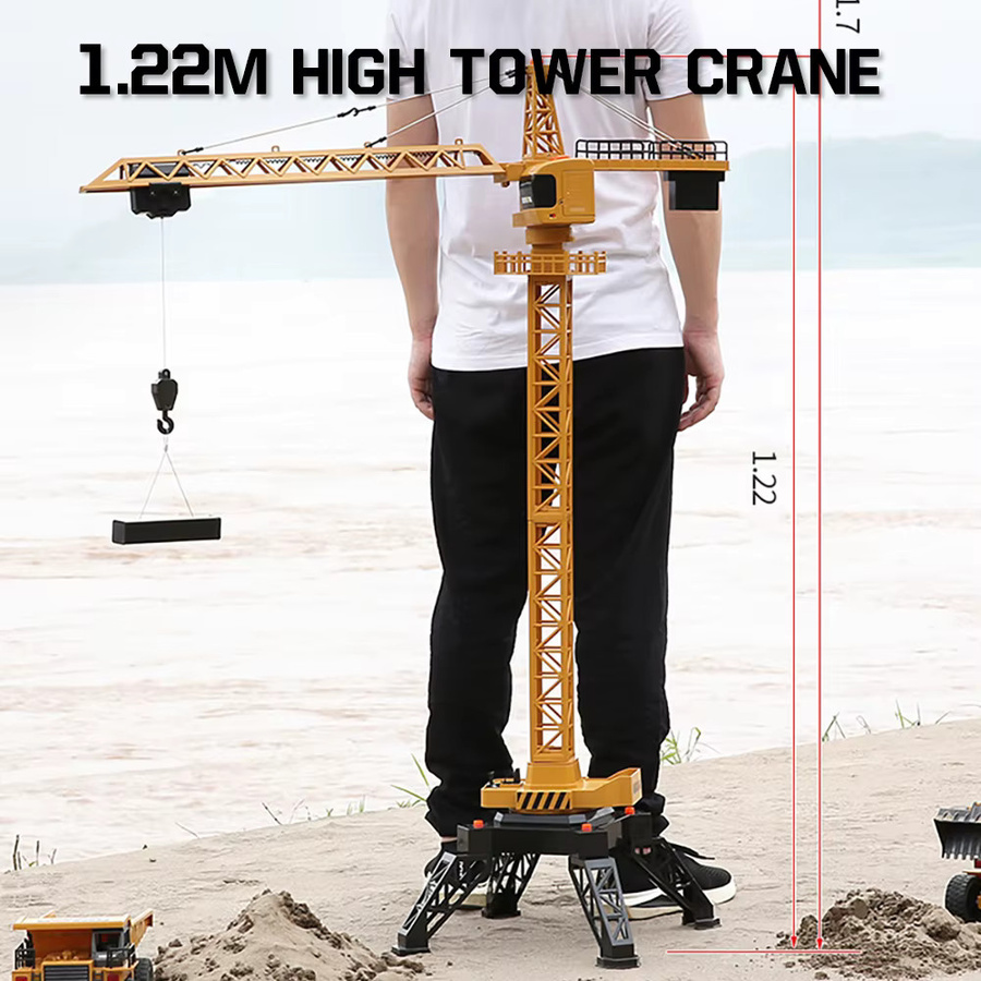 Huina 1585 Turm Kran aus Metall in Gelb mit Fernbedienung als elektrisches Engineering-Modell für Kinder - Bild 3