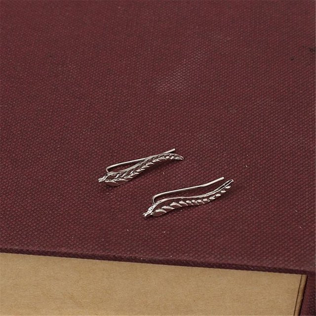 Ohrclips Blattform, Messing, Silber, Damen - Bild 1