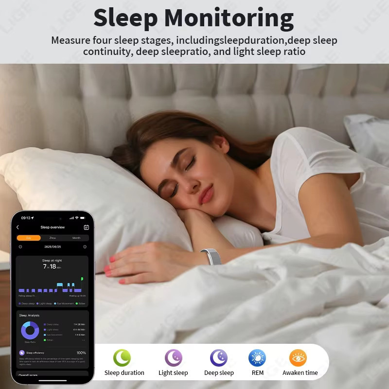 LIGE Smart Armband mit EKG, Herzfrequenz- und Blutdruck-Monitor, wasserdichtes Fitness Smart Band in Gold für Android und iOS - Bild 6