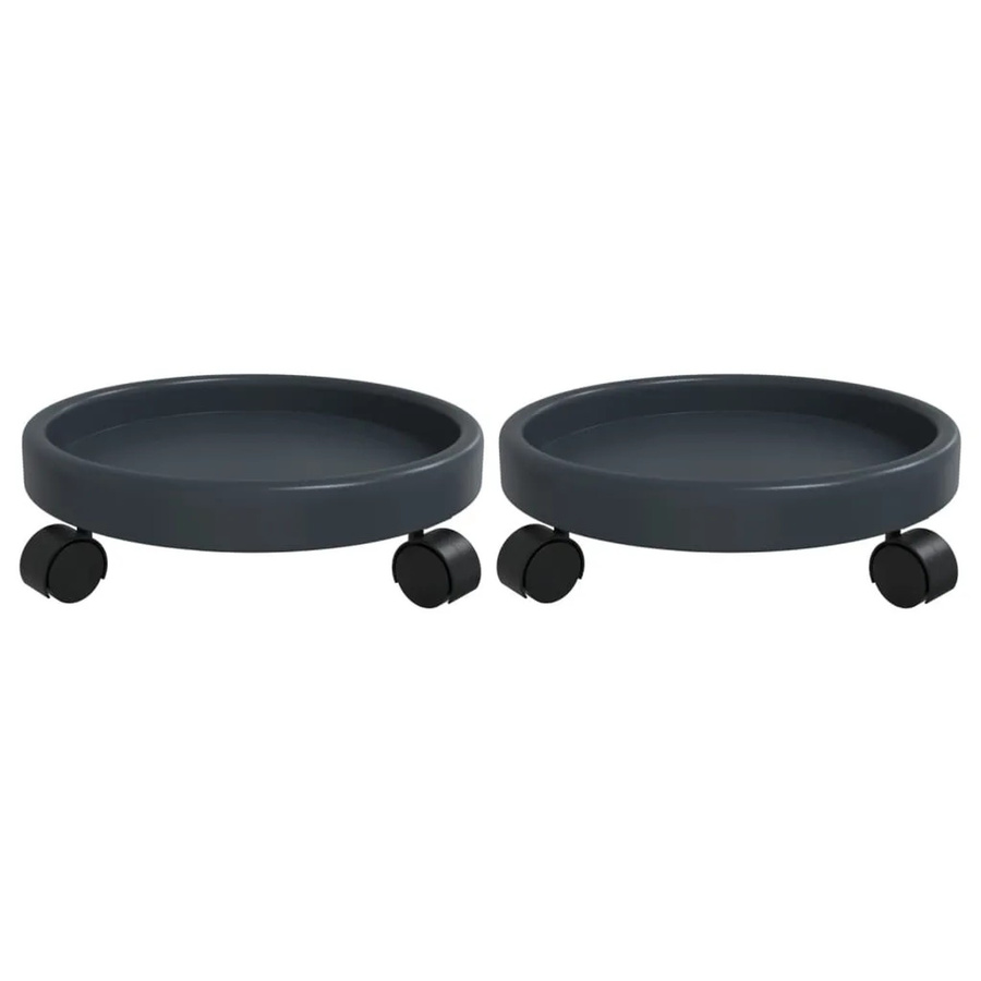 vidaXL Pflanzenroller Set aus 2 Stück in Grau mit Durchmesser: 34 cm - Bild 2