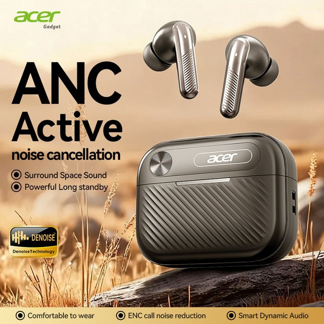 Acer Ohr644 In-Ear-Bluetooth-Kopfhörer mit aktiver Geräuschunterdrückung und Panorama-Sound in Schwarz - Bild 1