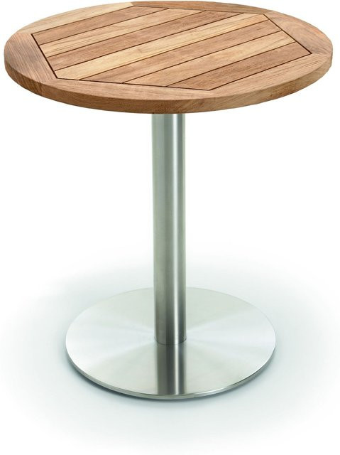 NIEHOFF GARDEN Bistro Gartentisch rund aus Teakholz und Edelstahl in Braun, B/T/H: 125 x 125 x 77 cm - Bild 1