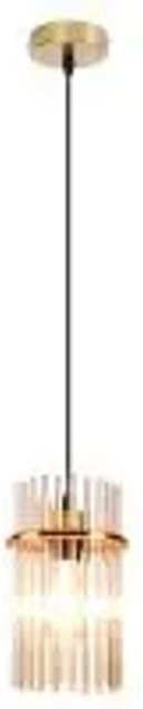 NETTLIFE Pendelleuchte 1-flammig E27, Glas Goldfarben Transparent, Durchmesser: 16 cm, Modernes Design für Esszimmer und Schlafzimmer - Bild 1
