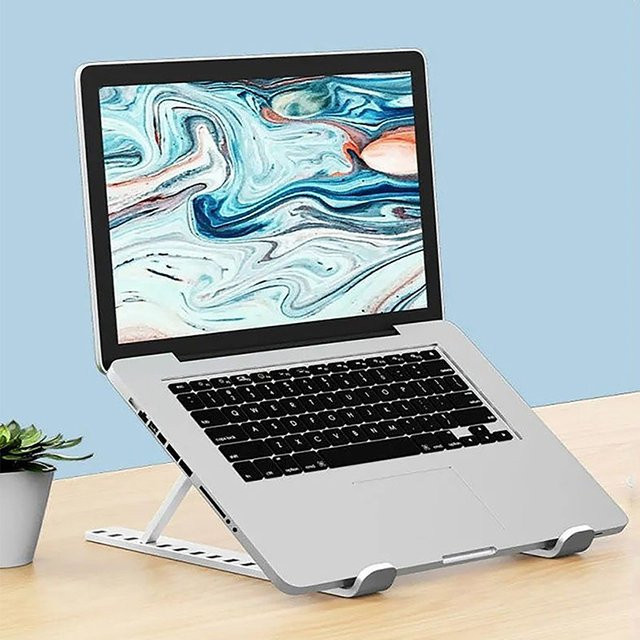 Universal Laptop Ständer Einstellbare Notebook Halterung für Macbook und Tablet in Pink oder Silver mit Faltbarem Design und Anti-Rutsch-Funktion - Bild 1