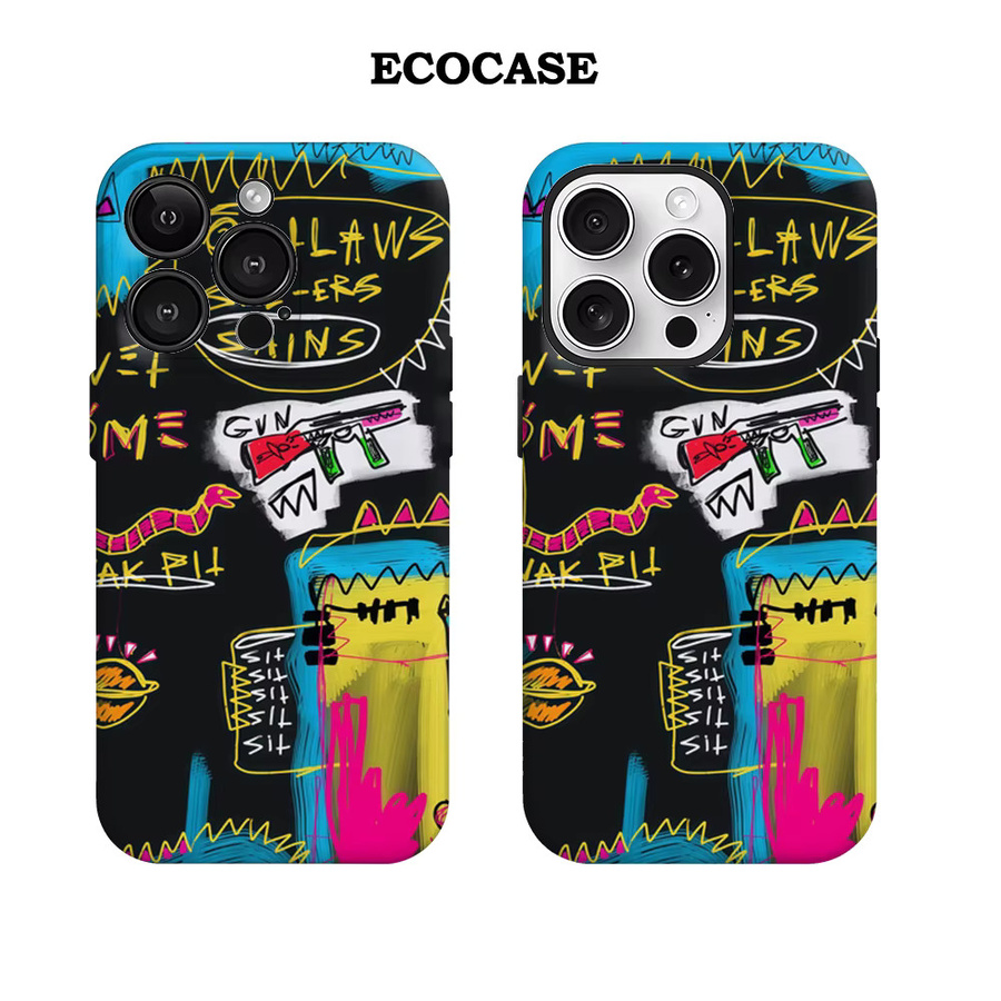 Handyhülle im Graffiti-Stil für Apple iPhone 11 bis iPhone 17 Pro Max Plus, doppelschichtige Rückseite, multicolour - Bild 2