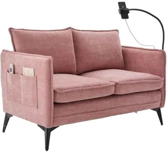 PXloue Stoffsofa Sessel aus Chenille mit Seitentaschen, B/T/H: 127 x 69 x 67 cm - Bild 1