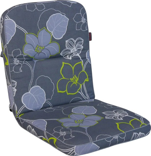 Angerer Stuhlauflage Meran Niedrig in Grau-grün mit Blumenmuster - Bild 1