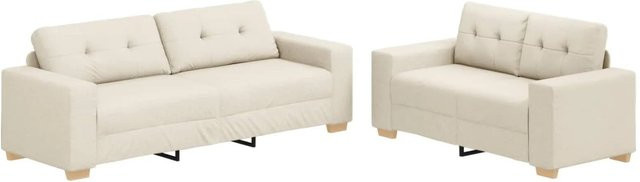 vidaXL Sofa 2-teiliges Set Beige mit Leinenmischgewebe B/T/H: 221 x 80 x 80 cm - Bild 1
