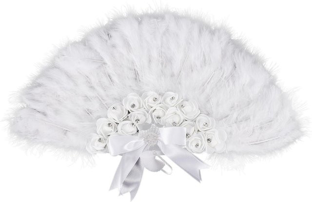 Dekorativer Handfächer mit Strass für Hochzeit und Party von Simplistic Living Home in Weiß, B: 43 cm, H: 23 cm - Bild 1